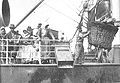 Departure of Austro-Hungarian emigrants on a ship in the harbor of Trieste