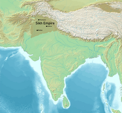 The Sikh Empire c. 1839, at the time of Ranjit Singh's death