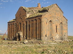 Cathedral of Ani, early 11th century, in the medieval Armenian capital of Ani (modern-day Turkey) was built in tuff[65]