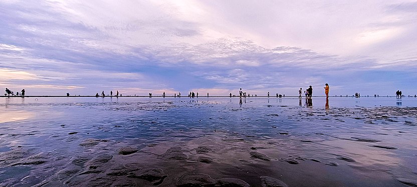 The sky and ocean without junction, Gaomei Wetlands Photograph: User:Nicknss321