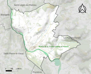 Carte de la ZNIEFF de type 1 sur la commune.