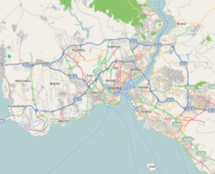 Mapa konturowa Stambułu, w centrum znajduje się punkt z opisem „miejsce zdarzenia”