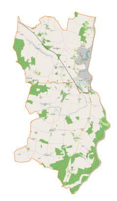 Mapa konturowa gminy Ścinawa, blisko centrum po prawej na dole znajduje się punkt z opisem „Pałac w Zaborowie”