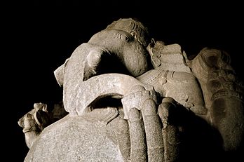 Monolithic Ganesha at the Hemakuta Hill, Hampi Bazaar