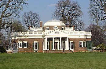 Maison de maître de la plantation Monticello, États-Unis (Thomas Jefferson).