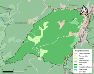 Carte en couleurs présentant l'occupation des sols.