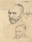 Two Self-Portraits and Several Details, Drawing, Paris, 1886 梵高博物馆，阿姆斯特丹 (F1378r)