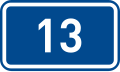 Sign of 1st class road 13 in the Czech Republic