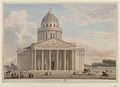 Edificiul devenit „Panthéon”, în 1795. Pe fronton se poate citi inscripţia, cu ortografia epocii, AUX GRANDS HOMMES, LA PATRIE RECONNOISSANTE