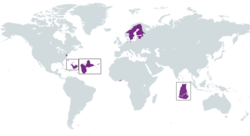 Map of the Swedish Empire with all of the territories that it possessed (purple)