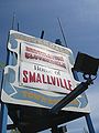 The welcome sign for Cloverdale, the home of downtown Smallville.