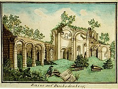 Vue de l'église de Disibodenberg en 1790. Collection v. Racknitz