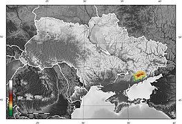 Приазовська височина на карті рельєфу України