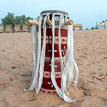 Mbeng Mbeng sabar skinned in the traditional method using pegs and "mes" or webbing