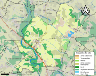 Carte en couleurs présentant l'occupation des sols.