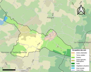 Carte en couleurs présentant l'occupation des sols.