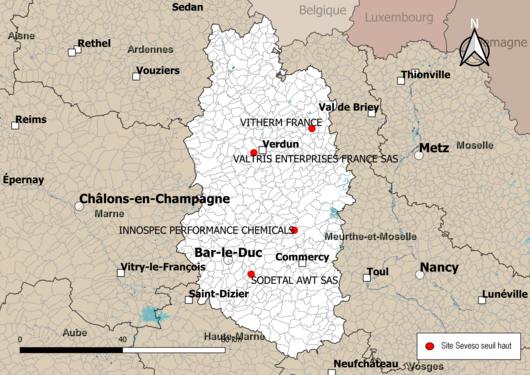 Carte des sites « Seveso seuil haut ».