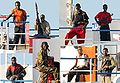 Image 4A collage of Somali pirates armed with AKM assault rifles, RPG-7 rocket-propelled grenade launchers and semi-automatic pistols in 2008 (from Piracy)