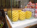 Pineapple prepared for sale in Haikou, Hainan, China.