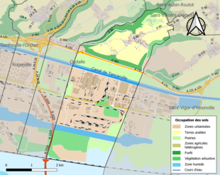 Carte en couleurs présentant l'occupation des sols.