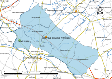 Geneviève de Gaulle - Anthonioz ikastetxeko sektorearen mapa, Bordes, Loiret, Frantzia