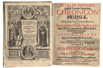 The Chronicon terrae Prussiae is the first major chronicle of the Teutonic Order in Prussia.