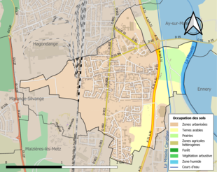 Carte en couleurs présentant l'occupation des sols.