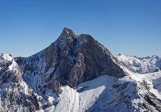 Westface of the Großer Hundstod, seen from the Seehorn, Salzburg. Photograph: Jörg Braukmann