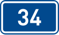 Sign of 1st class road 34 in the Czech Republic