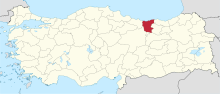 Giresun ilinin Türkiye'deki konumu