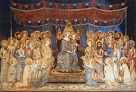 Maestá, fresco en el Palazzo Pubblico de Siena, de Simone Martini, 1315-1321.