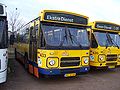 Een BBA-bus met een oude plastic koersrol (met onjuiste spelling)