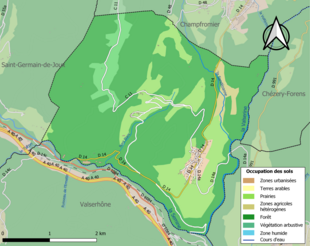 Carte en couleurs présentant l'occupation des sols.