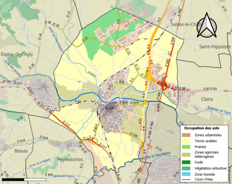 Carte en couleurs présentant l'occupation des sols.