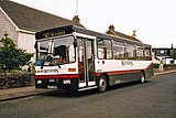 Pre-facelift Western Scottish Alexander Dash bodied Dennis Dart with a V-shaped windscreen in 1993