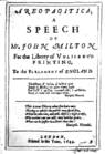 Areopagitica (première page), édition 1644