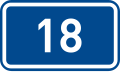 Sign of 1st class road 18 in the Czech Republic