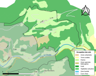 Carte en couleurs présentant l'occupation des sols.