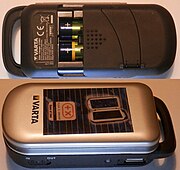 VARTA solar charger model 57082 with two 2100 mAh Ni–MH rechargeable batteries