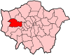 Location of the London Borough of Ealing in Greater London