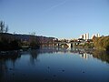 Wohlensee bei Hinterkappelen mit der Überbauung Kappelenring