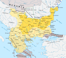 A map of the Bulgarian Empire in the mid 13th century