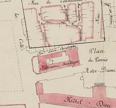 Rue Saint-Christophe på en karta från 1800-talet.