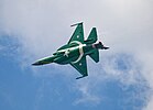 Die PAIC JF-17 Thunder des Pakistan Aeronautical Complex wurde ab 1989 von Pakistan in Kooperation mit China entwickelt, um die Forderung der Pakistan Air Force nach einem erschwinglichen, nicht sanktionsfähigen, leichten Mehrzweckkampfflugzeug der vierten Generation zu erfüllen. Die Serienproduktion läuft seit 2007. (Bild von der Pariser Luftfahrtschau 2019) KW 20 (ab 12. Mai 2024)