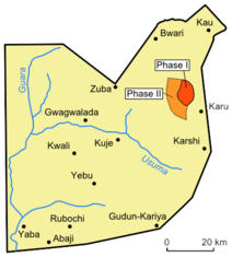 Phase I and II represents Abuja city on a map of FCT