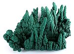 Malachite stalactites (to 9 cm height), from Kasompi Mine, Katanga Province, Democratic Republic of the Congo. Size: 21.6×16.0×11.9 cm.