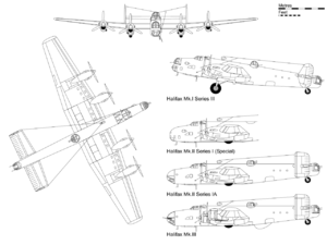 ハリファックス Mk I シリーズ IIIの三面図