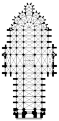 תוכנית הקרקע של קתדרלת אמיין, צרפת. אורך: 145 מטר.