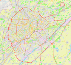 Mapa konturowa Taszkentu, blisko centrum na dole znajduje się punkt z opisem „miejsce zdarzenia”