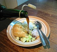 Pempek (fish cake) Kapal Selam and Kriting, simmered with Kuah Cuko